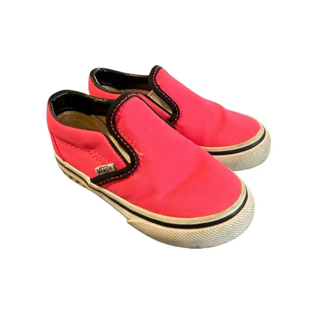 Vans Classic Asher V Hot Pink Slip-on Sneakers, Toddler Size 6.5